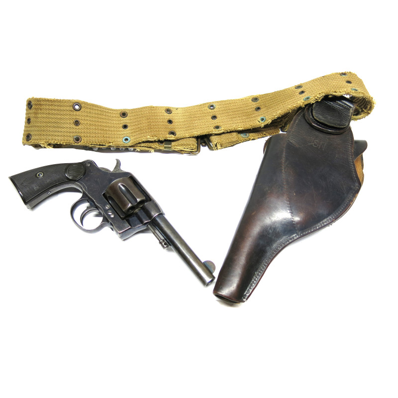 Etui cuir original revolver Colt 1895 US Navy  avec ceinturon toile    box 223