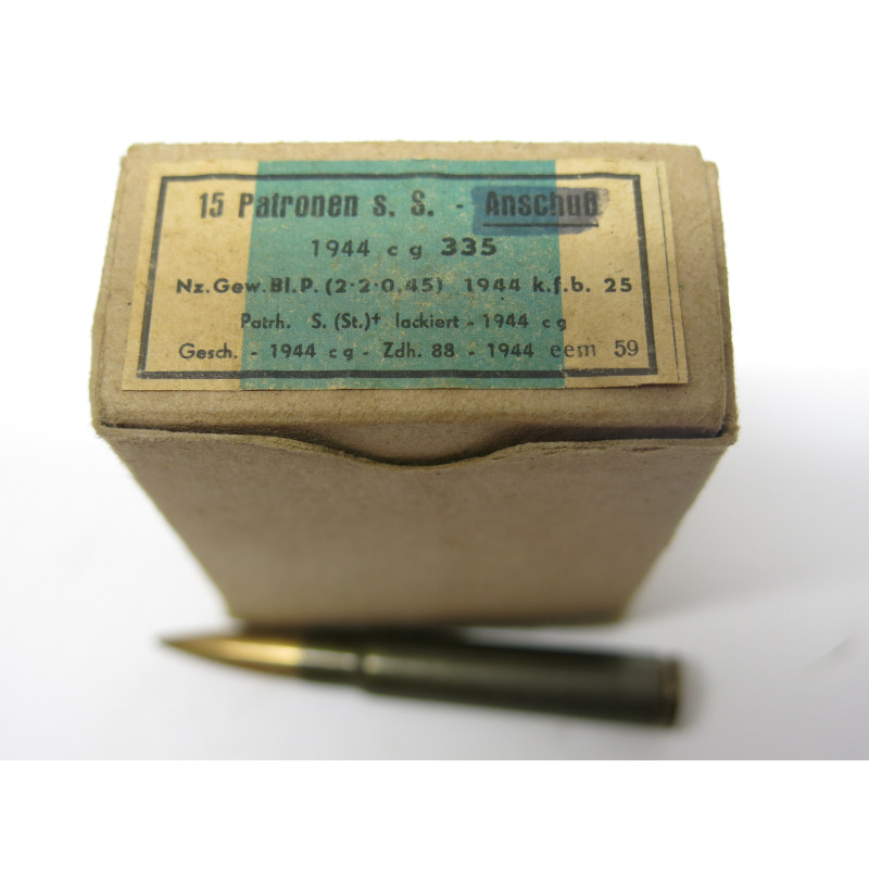 Rare boite vide de  cartouche Anschuss 7.92 Mauser 1944 de precision