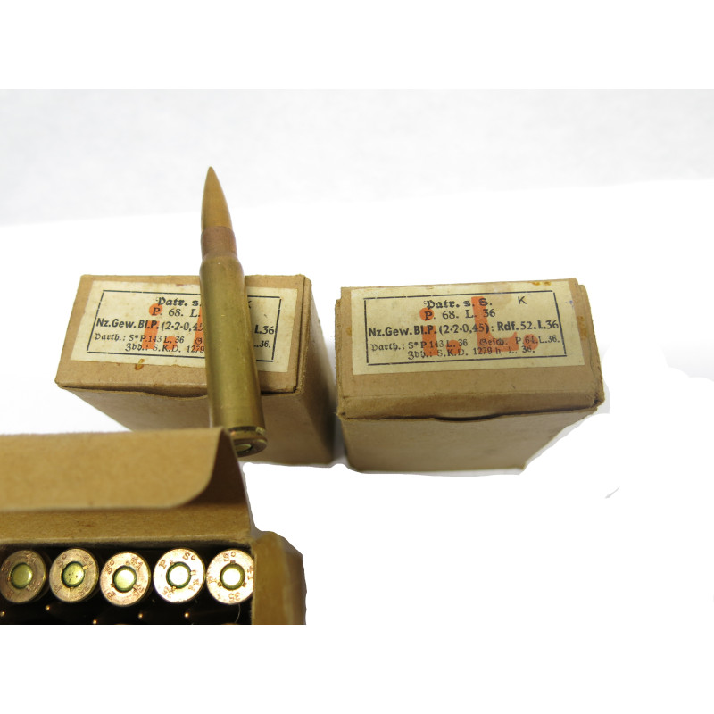 Boite pleine de 15 cartouches Mauser patro sS  1936   ref  22        box 216