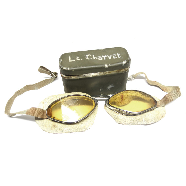 Lunette réglementaire modèle 1935 Française avec boite du Lt Charret box 248
