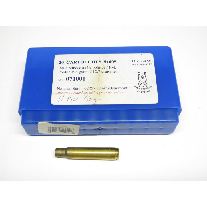 Boite de 20 douilles calibre 8 x 60 S  ref 569  categorie C