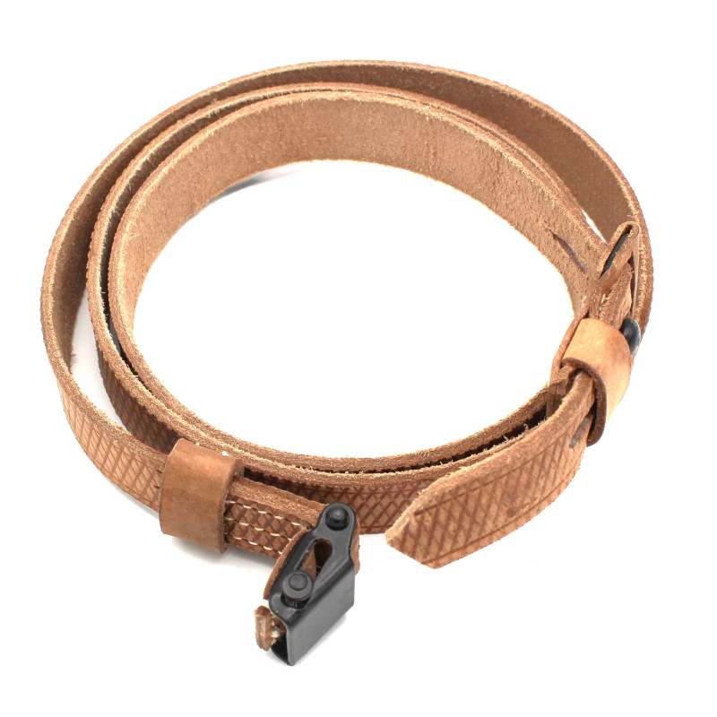 Bretelle de fusil Mauser G41 et G43 en cuir naturel quadrillé