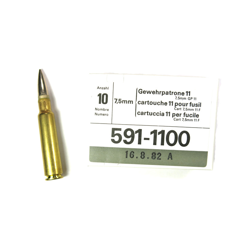 Boite de 10 cartouches Suisse 7.5 x 55 match GP11  