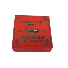 Boite de 25 cartouches revolver 1873  poudre noire  Catégorie B   boite rouge