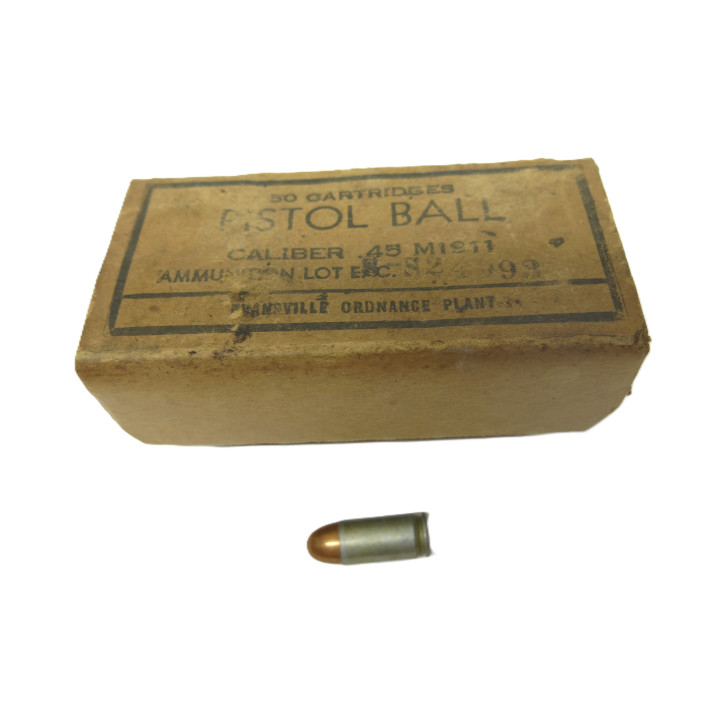 Rare boite avec 50 cartouches 45 ACP datée 1943 ref 60 categorie B