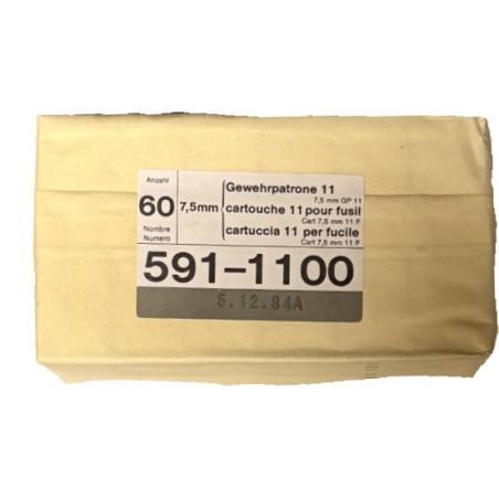 Boite de 480 cartouches calibre 7.5 x 55 Gp11 Suisse - Catégorie C