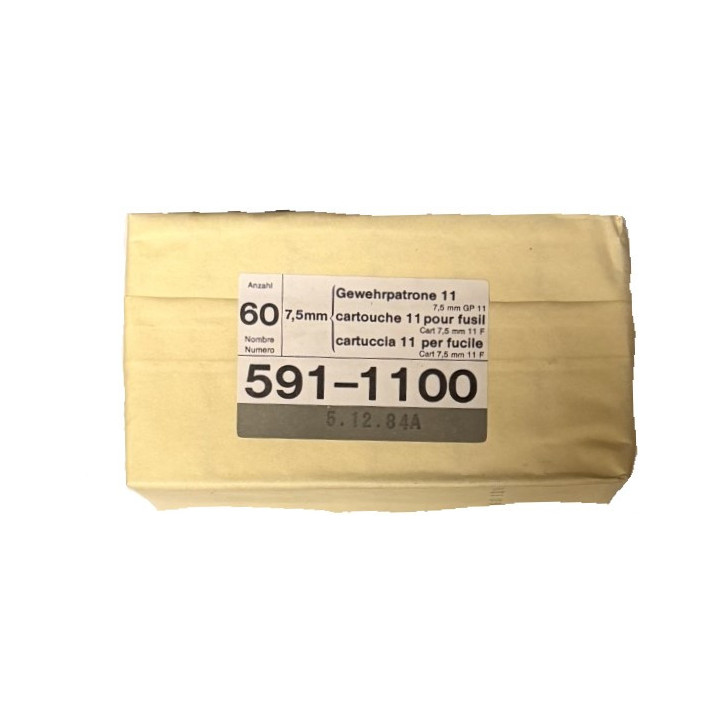 Boite de 480 cartouches GP 11 calibre  7.5 Suisse categorie C