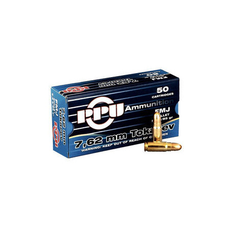 Cartouches 7.62 Tokarev SVT  boite de 50  FMJ