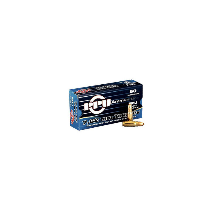 Cartouches 7.62 Tokarev SVT  boite de 50  FMJ