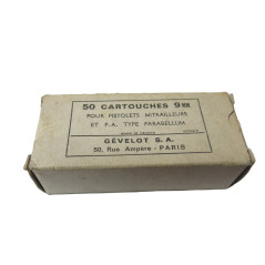Boite de 50 cartouches calibre 9 Para Gevelot  categorie B
