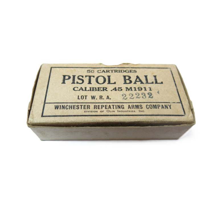 Boite avec 50 cartouches 45 ACP datée 1953  WRA  categorie B