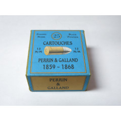 Boite carton de 25 cartouches revolver 12 mm Perrin Galand  poudre noire  ref 80   categorie B