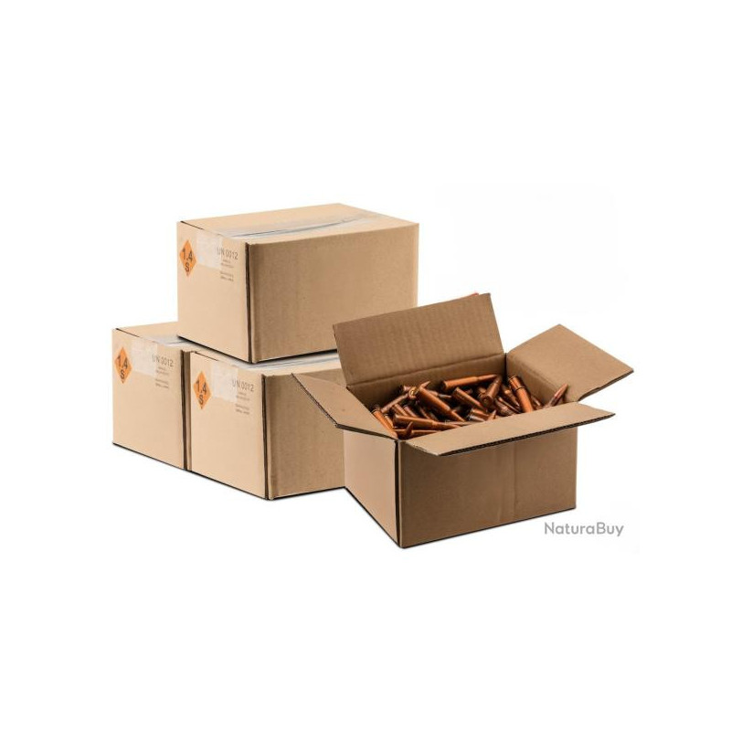 Carton de 250 munitions 7.62 x 54R Mosin FMJ Amorce Berdan non corrosive