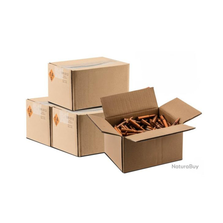 Carton de 250 munitions 7.62 x 54R Mosin FMJ Amorce Berdan non corrosive