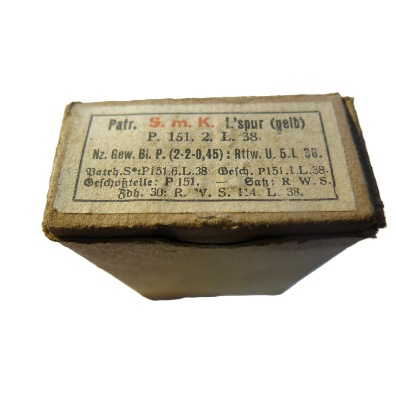 Boite pleine 7.92 Mauser SMK L spur gelb  P 151 2 L 38        categorie C