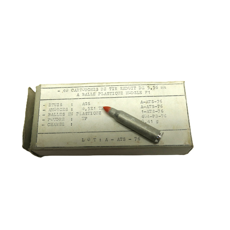 Boite de 40 cartouches  5.56 tir reduit balle plastique rouge categorie B