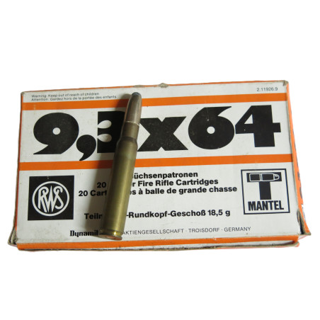 Boite de 20 cartouches 9.3 x 64 RWS categorie C