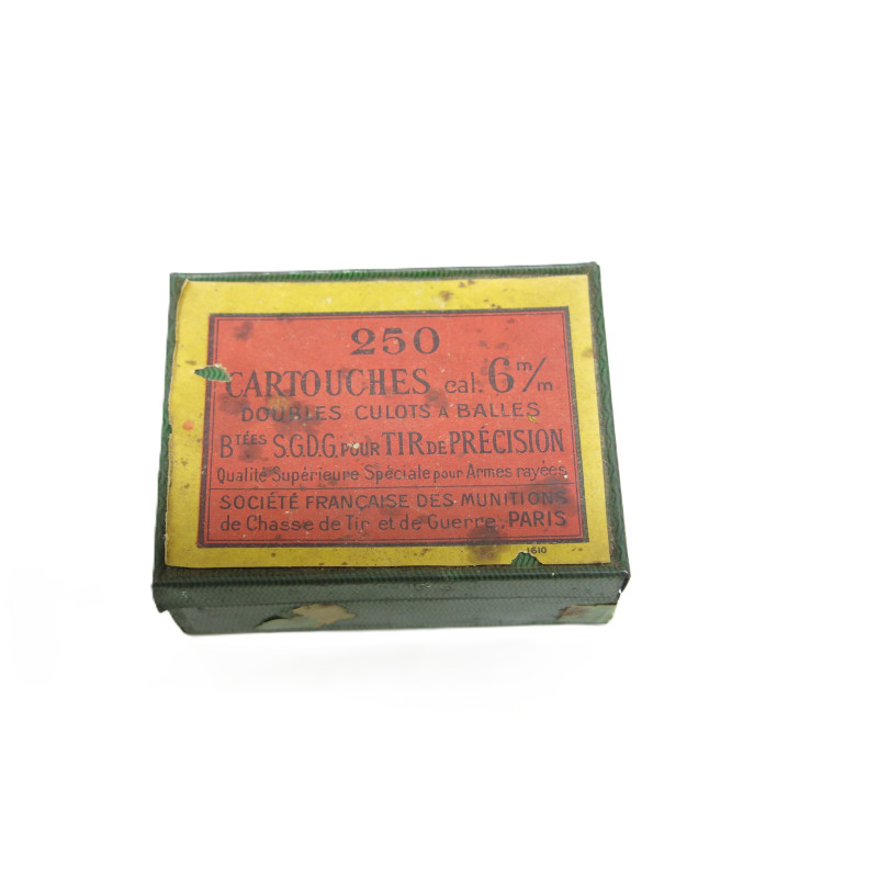 Boite ancienne  avec  150 cartouches calibre 6 double culot de précision SFM  Catégorie C  ref 556