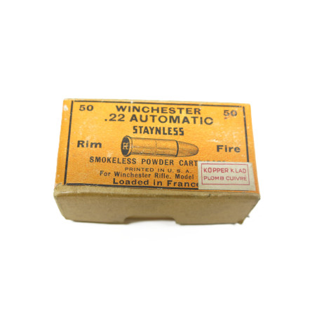 Boite ancienne de cartouche 22 Winchester automatic Staynless  rim fire  categorie C