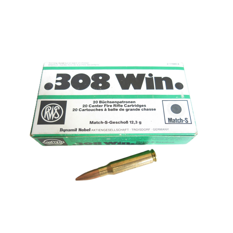 Boite de 50 cartouches RWS    7.62 x 51- 308 W    190 Gr Catégorie C