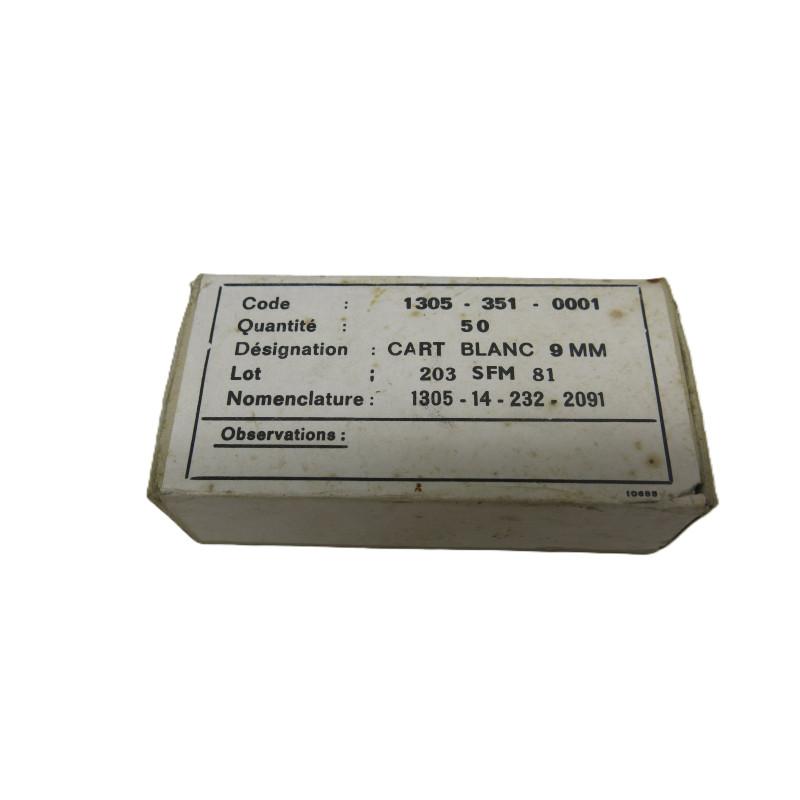 Boite de 50 cartouches a blanc plastique blanc  SFM