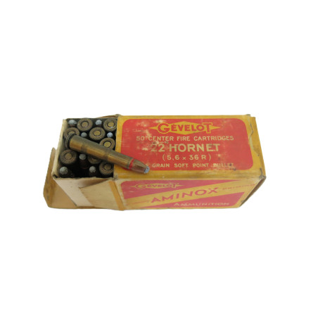 22 Hornet Gevelot   boite de 50 cartouches calibre 22 Hornet Gevelot  categorie C