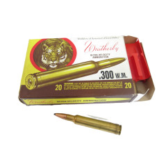 e Boite avec  18 cartouches 300 Winchester Magnum  Weatherby soft point 180 Gr