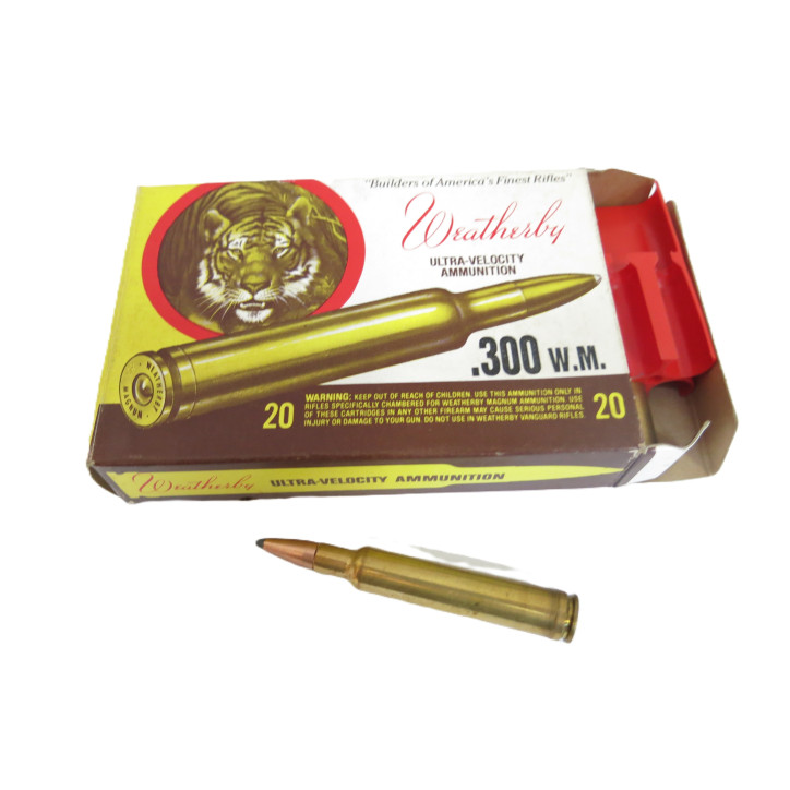 e Boite avec  18 cartouches 300 Winchester Magnum  Weatherby soft point 180 Gr