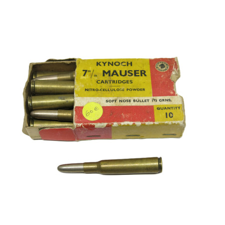 Boite de 10 cartouches 7 mm Mauser  Kynoch Catégorie C
